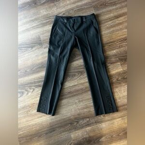 Theory Black Wool Pant with Button/Silk Details